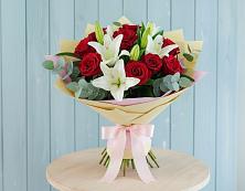 Букет цветов из:  Лилии и Розы в Белый Колодезь