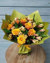Букет цветов из:  Альстромерии и Розы в Белый Колодезь