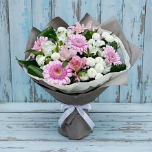 Букет цветов из:  Герберы, Альстромерии и Хризантемы в Белый Колодезь