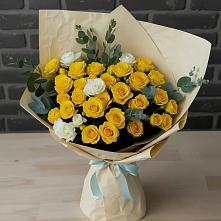 Букет цветов из:  Розы #REPLACE_PRED# Белый Колодезь