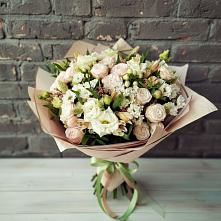 Букет цветов из:  Альстромерии, Розы и Хризантемы #REPLACE_PRED# Белый Колодезь