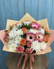 Букет цветов из:  Розы, Герберы и Хризантемы в Белый Колодезь