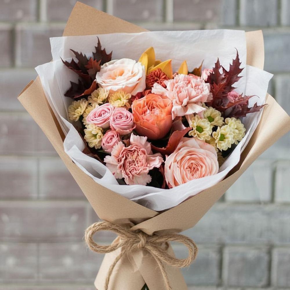 Букет цветов из: Гвоздики, Хризантемы и Розы в Белый Колодезь