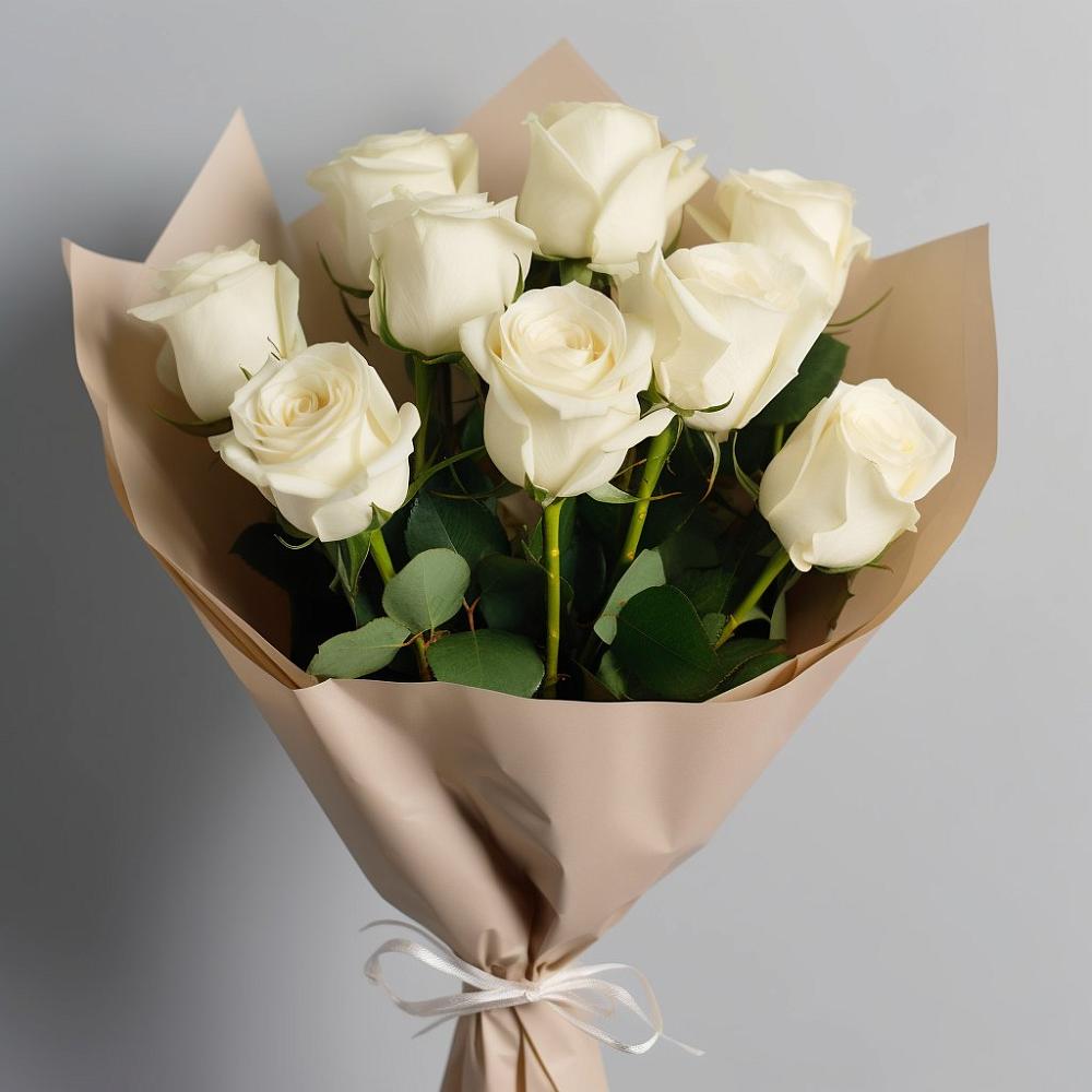 Букет 9 Белых роз Эдлесс Лав в Белый Колодезь