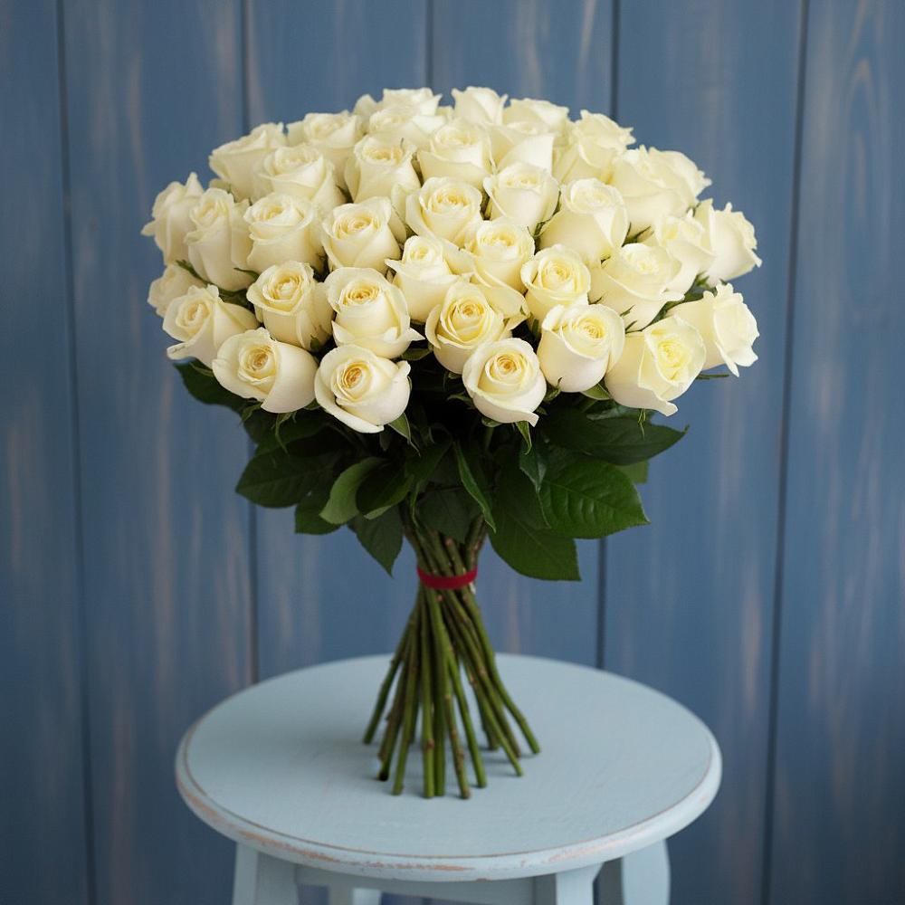 Букет 51 Белая роза Эдлесс Лав в Белый Колодезь