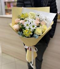 Букет цветов из:  Альстромерии, Розы и Хризантемы в Белый Колодезь