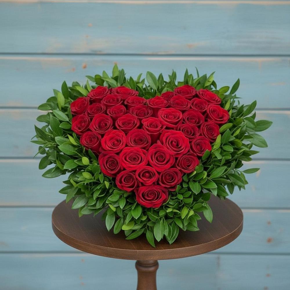 Цветочная композиция из Розы в виде сердца в Белый Колодезь