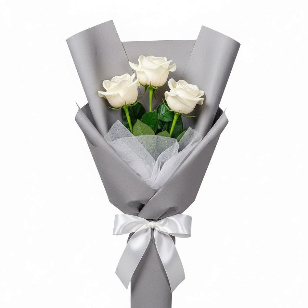 Букет 3 белые розы в Белый Колодезь