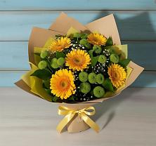Букет цветов из:  Герберы и Хризантемы в Белый Колодезь