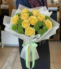 Букет цветов из:  Хризантемы и Розы в Белый Колодезь