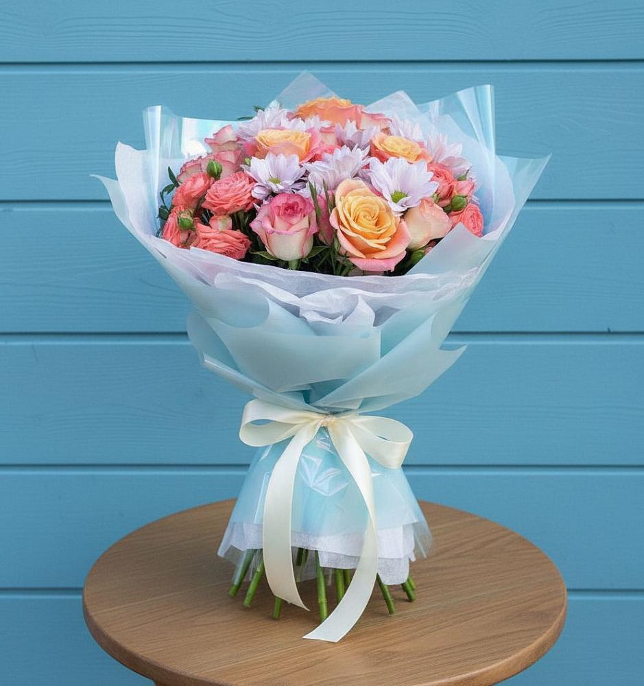 Букет цветов из: Хризантемы и Розы в Белый Колодезь