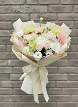 Букет цветов из:  Гвоздики, Розы, Лизиантусы и Хризантемы в Белый Колодезь