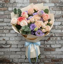 Букет цветов из:  Розы, Лизиантусы и Гвоздики в Белый Колодезь